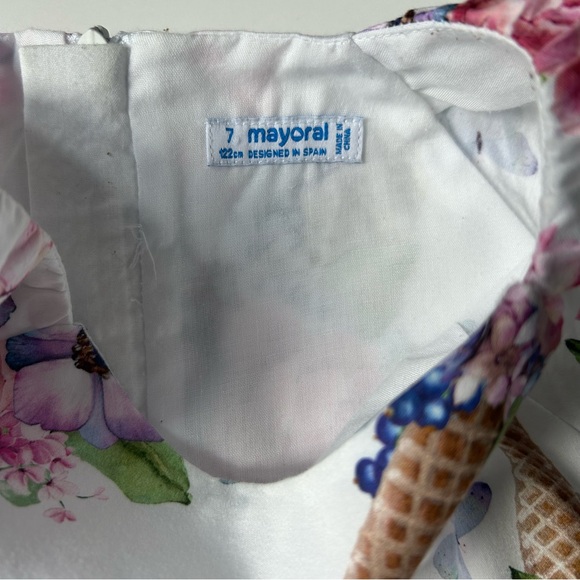 Mayoral Girls Floral Ice Cream Cone Dress Size 7, 122cm - Picture 8 of 10